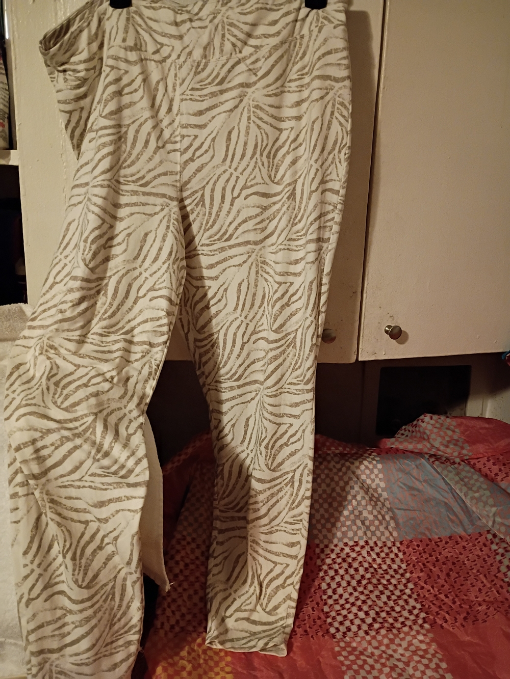 new directions Cream and Taupe Zebra-Print Wide-Leg Pants